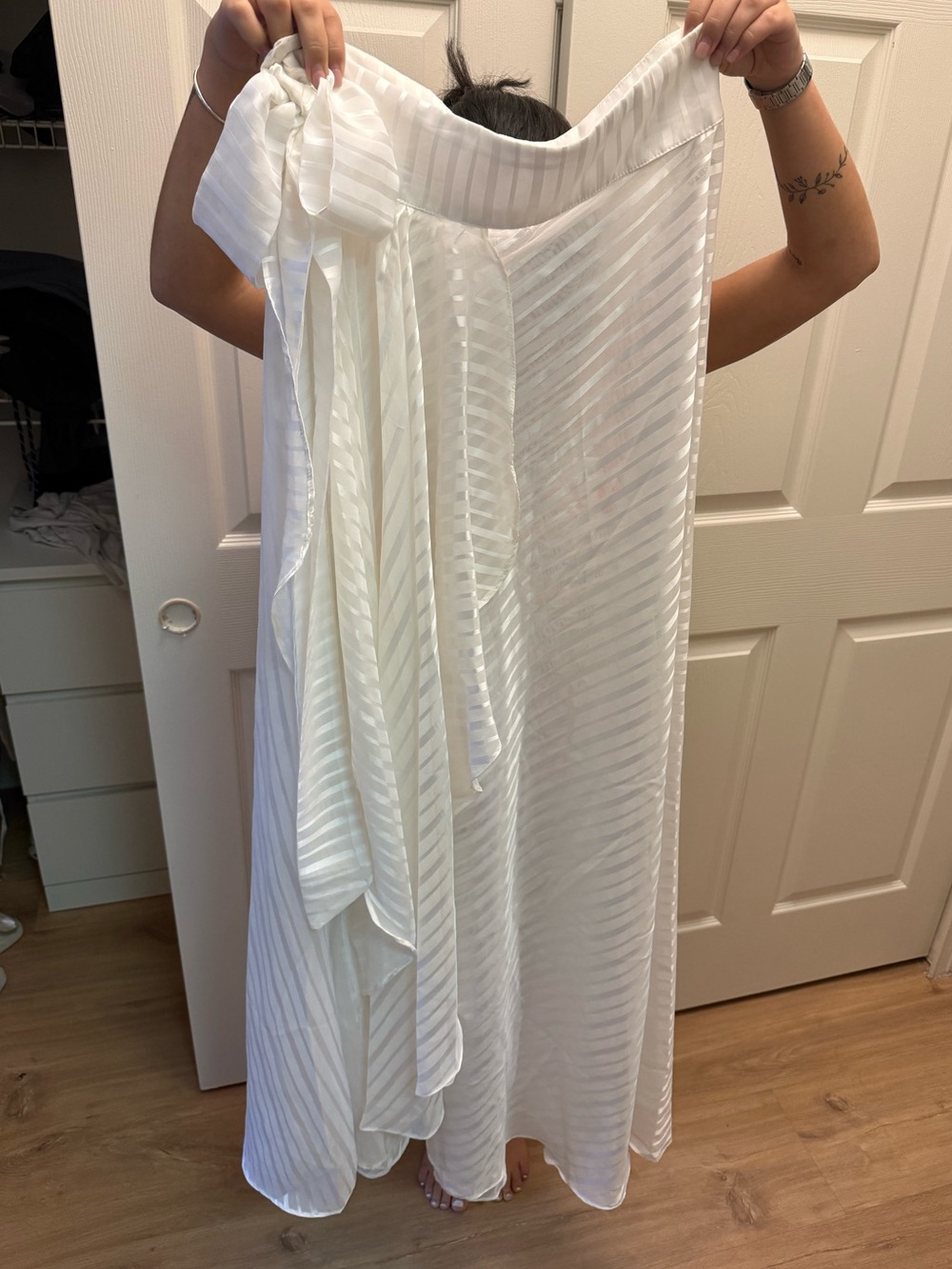White Striped Wrap Maxi skirt and hot pants